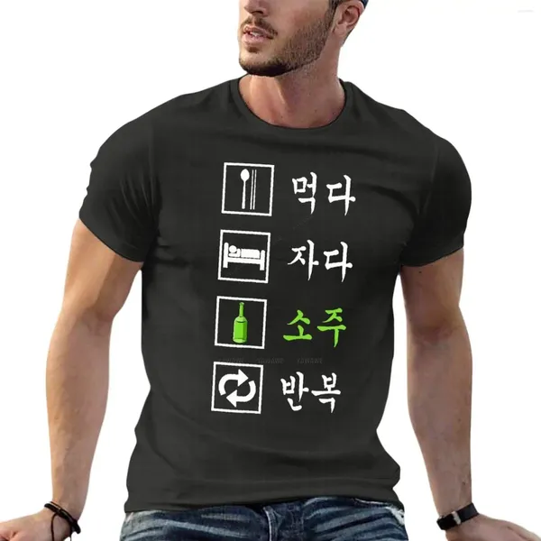 Camisetas para hombre Eat Sleep Soju, divertidas camisetas coreanas con Alcohol, ropa de verano para hombre, ropa de calle de manga corta, camiseta de talla grande