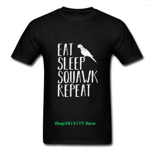 T-shirts pour hommes manger sommeil Squawk répéter perroquet oiseau animal de compagnie T-Shirt drôle ara exotique décontracté pour hommes Kawaii O cou t-shirts