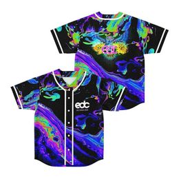 Camisetas masculinas Festival EDC 2024 Mercer Baseball Jersey Vistola de manga corta Ropa de calles Fashion Q240515
