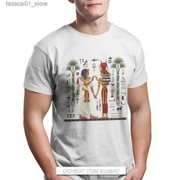 Camisetas para hombres Hierglyph de cultura antigua egipcia y camisetas simbólicas para hombres de hombres grandes algodón puro retro Q240426