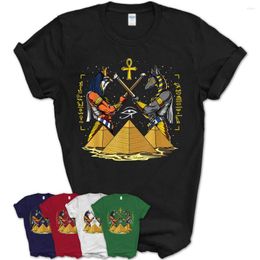 T-shirts pour hommes Dieu égyptien Anubis Horus Pyramides antiques Ankh Hiéroglyphes T-shirt pour hommes. Chemise unisexe à manches courtes et col rond en coton d'été