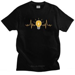 T-shirts voor heren elektricien hartslag gloeilamp