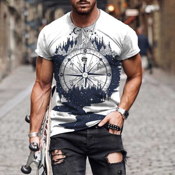 Camisetas para hombre Elemento Brújula Impresión 3d Moda de verano Camiseta para hombre Manga corta