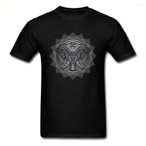 Camisetas para hombre, camisetas Vintage con emblema de elefante, camiseta negra para hombre, camisetas superiores, Camisa de algodón, ropa de Mandala, camisetas personalizadas