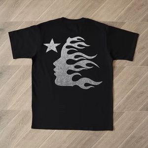 T-shirts hommes broderie perle flamme visage Hellstar T-shirt hommes femmes de haute qualité progressivement vague ombre humaine manches courtes surdimensionnées 230621