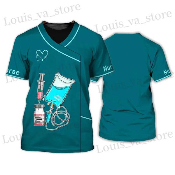 T-shirts masculins EMS Uniform Mens tshirts médecin infirmière T-shirt 2024 Nouveau Imprimé 3D Slve Unisexe Vêtements de travail TS Tops surdimensionnés T240419