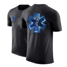 T-shirts voor heren EMT Emergency Ambulance Mens Summer Classic Solid Color Gedrukt mode T-shirt Eenvoudige gewone korte mouwen Top D240509