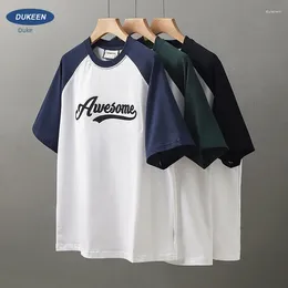 Heren t shirts en Amerikaanse raglan mouwen mouwen korte mouw heren s zomer borduurwerk shirt gesplitst pure katoenen bodem