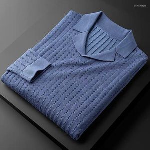 Heren t shirts eindigen hoge luxe jacquard polo trui met lange mouwen heren 2023 herfst mode jeugd warme revers t-shirt kwaliteit casual top