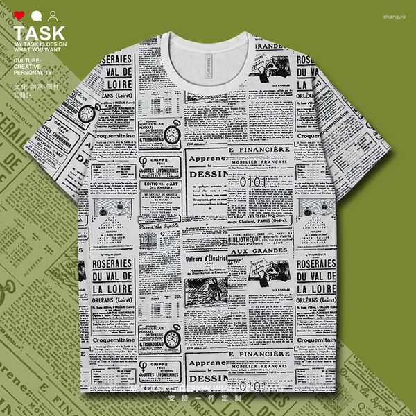 Camisetas para hombre Paisaje inglés Aves Cielo Tipos de letra de papel antiguo Historias culturales Imagen Camisa de secado rápido Ropa deportiva informal de verano