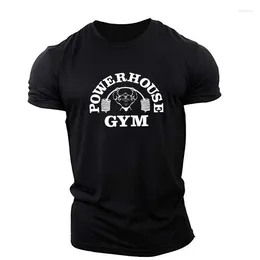 T-shirts voor heren Engelse Letter Elements 3D T-shirts Korte mouw Los Casual Sport Tops Gym Powerhouse Workout Man Tees Oversized kleding