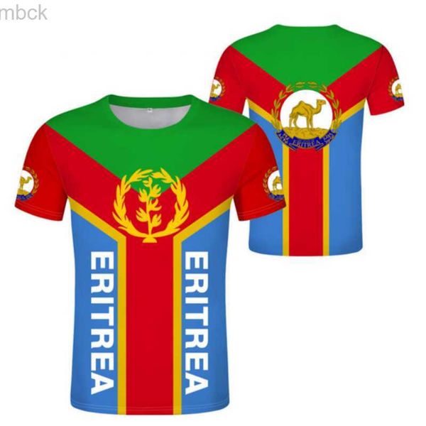 Camisetas para hombres Camiseta con la bandera de Eritrea Camiseta para hombres Camiseta de manga corta Número de nombre personalizado gratuito El estado de Eritrea Jersey Sudadera de gran tamaño 3M412