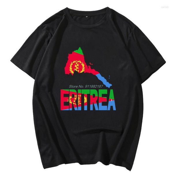 Camisetas para hombre, mapa de Eritrea, bandera de Eritrea, África, Unisex, camisetas gráficas de manga corta en blanco y negro, ropa de calle de verano
