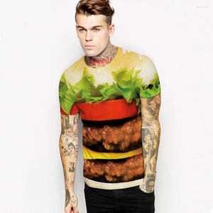 Heren t shirts est 2023 t-shirts mode grappig shirt kleurrijke 3D print heerlijke grote hamburger casual interessante tops tees na 192