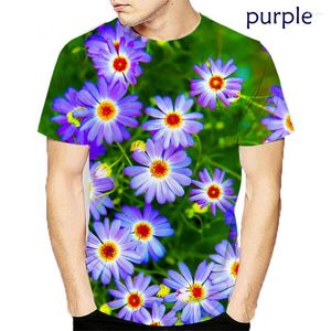Camisetas de hombre Est 3D Flower Printed Shirt Mujeres y hombres Moda Manga corta Casual Cuello redondo Tops