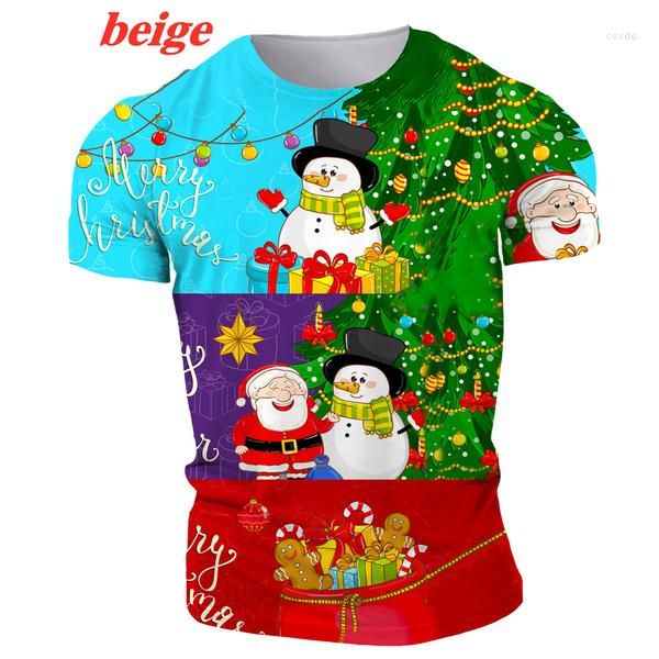 Camisetas de hombre Est Navidad Moda Impresión 3D Manga corta Divertido Casual