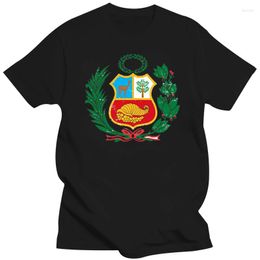 Camisetas para hombre Est Fashion Cool Men Print Tee Novedad Estilo Top Camiseta Perú Camisa Peruana Escudo de armas Casual Homme