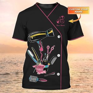 T-shirts voor heren est zomerheren t-shirt kapper kapper gepersonaliseerde 3D-bedrukte t-shirt unisex casual kapsalon uniform DW95 230404
