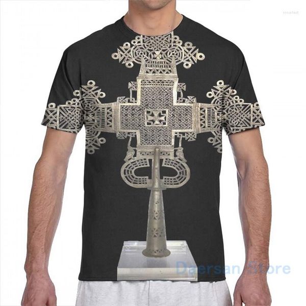 T-shirts pour hommes Ethiopie Croix Chrétienne Hommes T-Shirt Femme Imprimé Mode Fille Chemise T-Shirt Pour Garçon T-shirts À Manches Courtes T-shirts