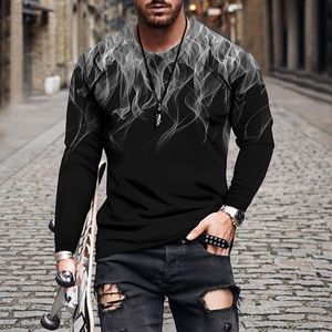 T-shirts pour hommes Européens et américains Casual 3D Impression numérique T-shirt à manches longues Tendance de la mode XS-6XL