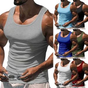 T-shirts voor heren Europese en Amerikaanse heren Ronde Nek Polyester Mouwloos T-shirt Katoen Schouder Sports Vest Casual Vest