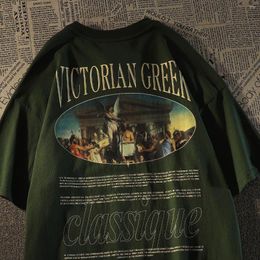 Camisetas para hombre Marca de marea europea y americana Dark High Street Hip Hop Verde Pareja Tops Camiseta suelta de algodón de manga corta Hombres Mujeres