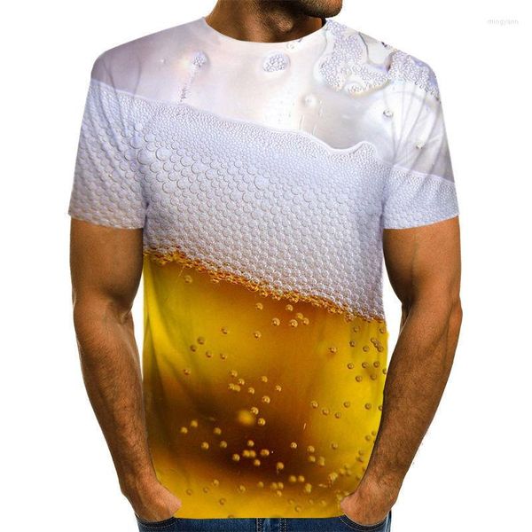 Camisetas para hombres Camisetas de moda digitales 3D con estampado de cerveza europeas y para hombres y mujeres