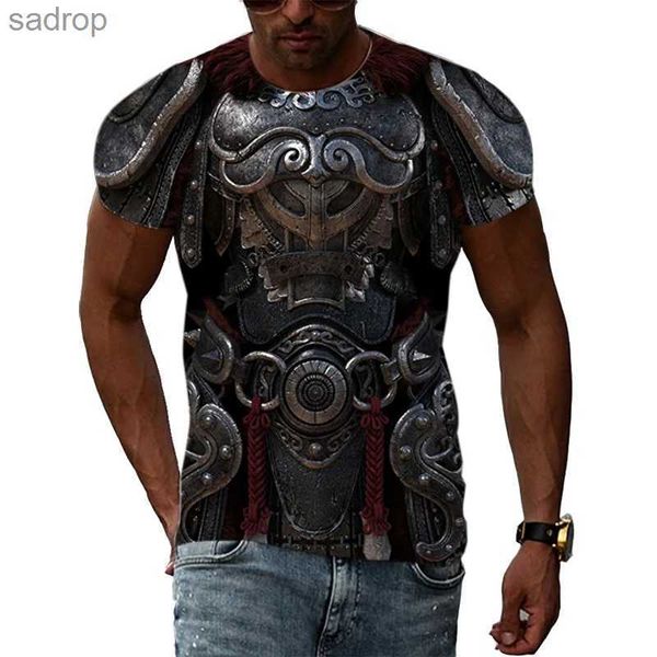 T-shirts masculins Samurai Européen Samurai Armure 3D HD Simulation HARAJUKU MACHO IMPRESS