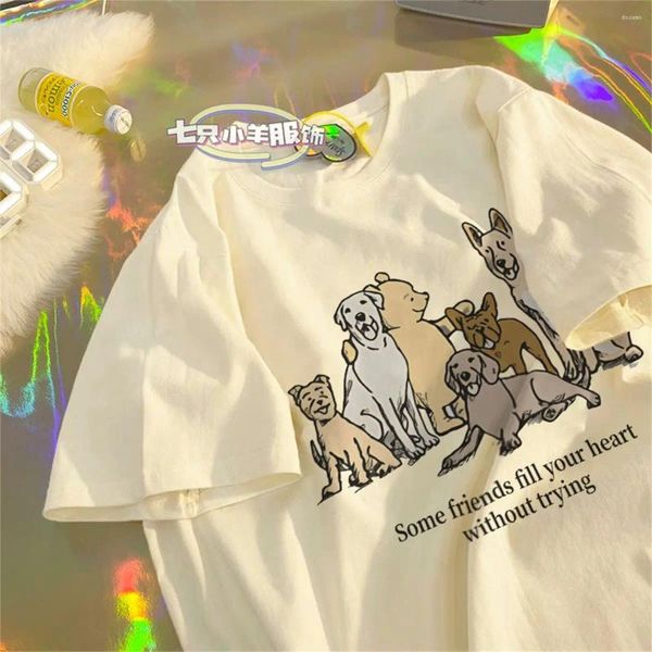 T-shirts masculins European Street rétro pour chiens imprimés de chien Coup de estimation Tendance T-shirt graphique personnalisé pour les hommes et les femmes Casual Short Sleeve