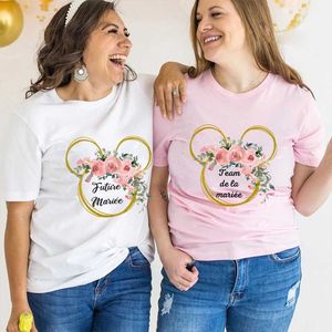 T-shirts voor heren EVJF Future Bride Squad T-shirt Bruids Wedding Team Bruid Y2K Tops Franse vrijgezellenfeest t-shirt vrouwen korte slev ts t240506