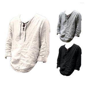 Camisetas para hombre, excelente blusa informal, camiseta práctica, camiseta tejida resistente al desgaste llamativa, camiseta de cuello en V de Color sólido para estudiantes