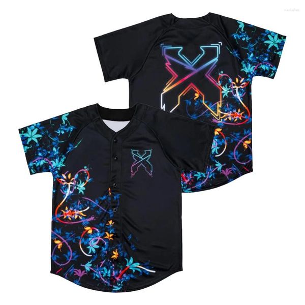 T-shirts masculins Excision Jersey de baseball floral Tops Nexus Tour 2024 V-Neck à manches courtes Tee Men Femmes Streetwear Hip Hop Vêtements