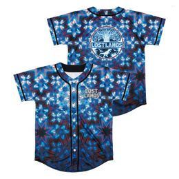 T-shirts pour hommes Excision Terres perdues Mandala Baseball Jersey Chemise Col V Manches courtes Bleu Femmes Hommes Streetwear 3D Tee