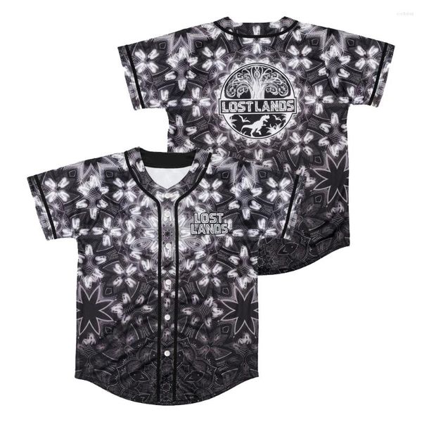 T-shirts pour hommes Excision Terres Perdues Mandala Baseball Jersey Chemise Haute Col En V À Manches Courtes Noir Femmes Hommes Streetwear 3D Tee