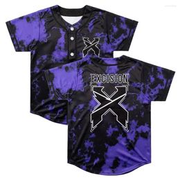 T-shirts masculins excision merch hadbanger tie dye Baseball Jersey Purple Shirt V-Neck à manches courtes Streetwear Streetwear Men de la mode Femmes