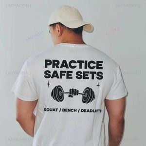 T-shirts voor heren Oefening Veiligheidsset Gym Leuk bedrukt T-shirt Pomphoes Oefening T-shirt Gewichtheffen Katoenen shirt voor heren J240330