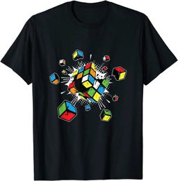 T-shirts masculins explosant Rubix Rubiks Rubics Cube Cube cadeau pour les enfants T-shirts serrés