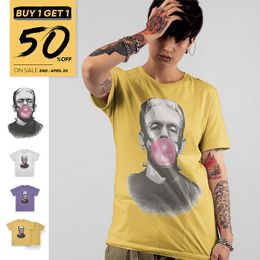 Camisetas de hombre ExtFination | Camiseta con estampado de burbujas de soplado, camisetas blancas divertidas de algodón puro, camiseta superior para hombre y mujer, camisetas de Skate para niño, camiseta informal