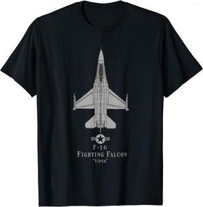 Heren T-shirts F-16 Fighting Falcon Tech Tekening Militaire vliegtuig Men T-shirt Korte mouw Casual katoen O-Neck Zomer T-stukken