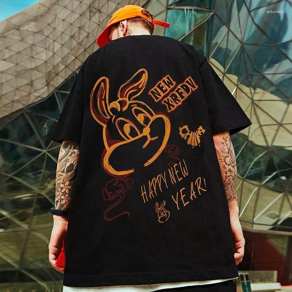 T-shirts pour hommes F GIRLS Happy Year Anime T-shirts pour hommes Funny Y2K Streetwear T-shirt à manches courtes Summer Harajuku Print Oversized