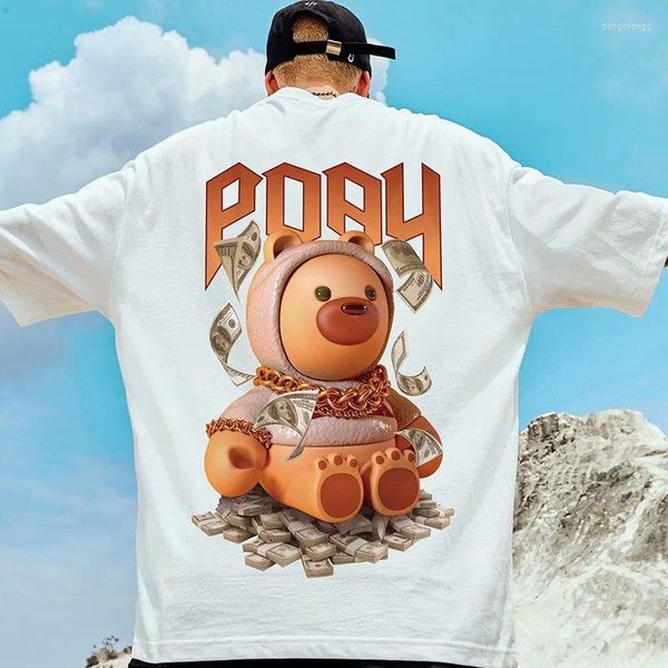 Camisetas para hombre F GIRLS Money Bear Camisetas estampadas para hombres Verano Hip Hop Oversized Manga corta Anime Tee Tops Parejas Loose Y2K Streetwear