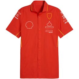 Camisetas masculinas F1 2024 Equipo Camisa para hombre Fórmula 1 Uniforme de carreras Rojo Jersey Driver Race Lapel Polo Coloque Camas