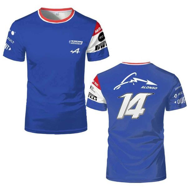 T-shirts masculins F1 Alpine Mens and Womens Sports T-shirts Formule 1 3D imprimé Strtwear Fashion O Shirts Childrens T-shirts Vêtements T240505