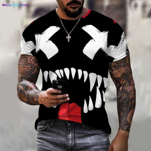 T-shirts pour hommes Visage Hommes T-shirt d'été Motif d'impression 3d Séchage rapide Sport O-Cou Surdimensionné Femmes Hip-Hop T-shirts Enfants Vêtements Top Tees 022223H