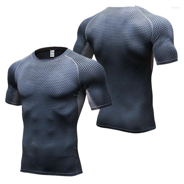 Camisetas para hombres Fábrica OEM / ODM Ropa deportiva de entrenamiento Camiseta de entrenamiento seco activo personalizado Correr Fitness Poliéster Camisa de compresión de spandex