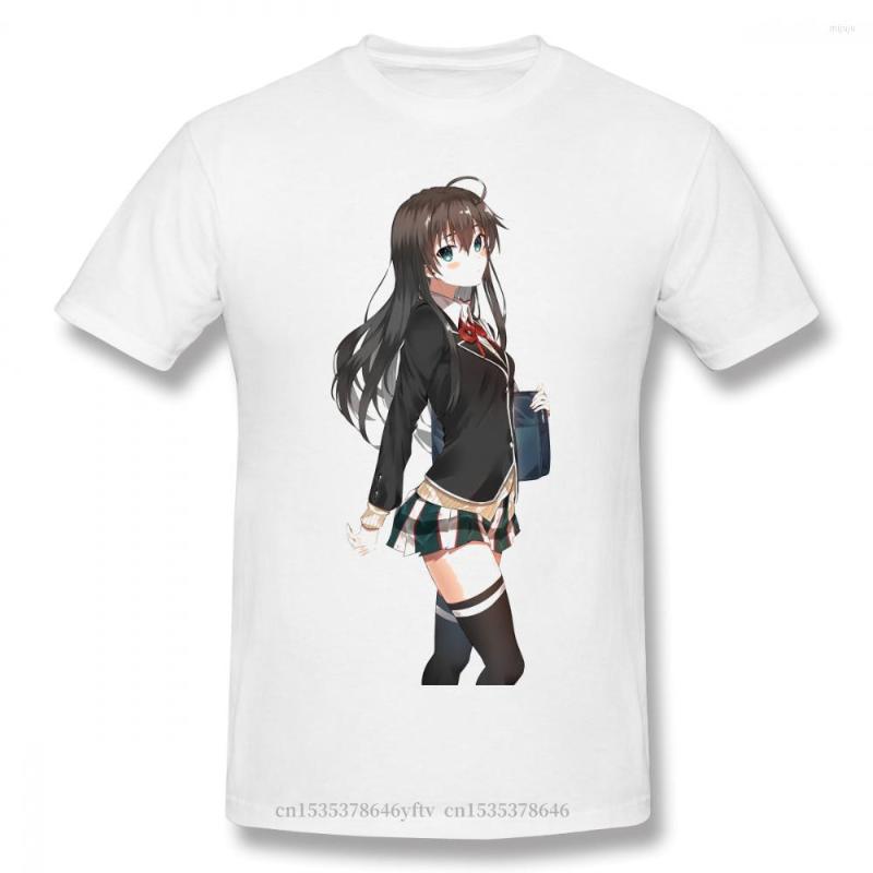 Camisetas masculinas moda 2023 yukino preto oregairu adolescente romântico hachiman yui anime homme algodão puro camiseta de manga curta de tamanho grande