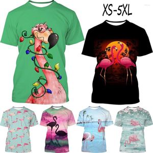Heren t shirts mode 3d flamingo vogel geprinte t-shirt mannen/vrouwen zomer casual grafische tee top