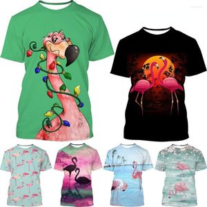 Heren t shirts mode 3d flamingo print zomer casual korte mouw tops voor mannen en vrouwen