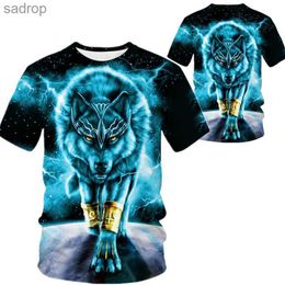 Camisetas para hombres Fashion 3d Mens Camiseta Tendencia personalizada Animal Tiger Wolf Patrón de lobo Camiseta de manga corta Camiseta O-Choquw de hombres