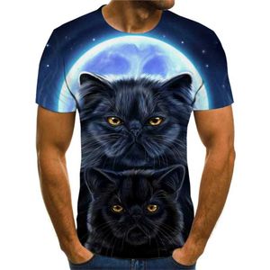 Camisetas para hombres Fashion Fashion 3d Print Funny Gat Pattern T Shirts for Men Women Lindo Animal Casual Tops Y2K OCCO OCTO SOLE TALLE TAMATE Camisetas de manga corta 2443